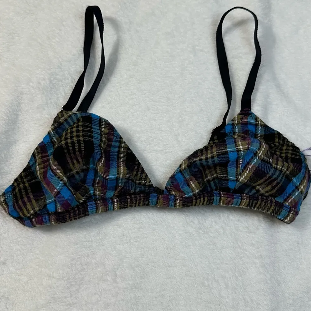 NWT Savage X Fenty Black and Blue Tied Up Tartan Bralette Intimates Size XS - Image 3