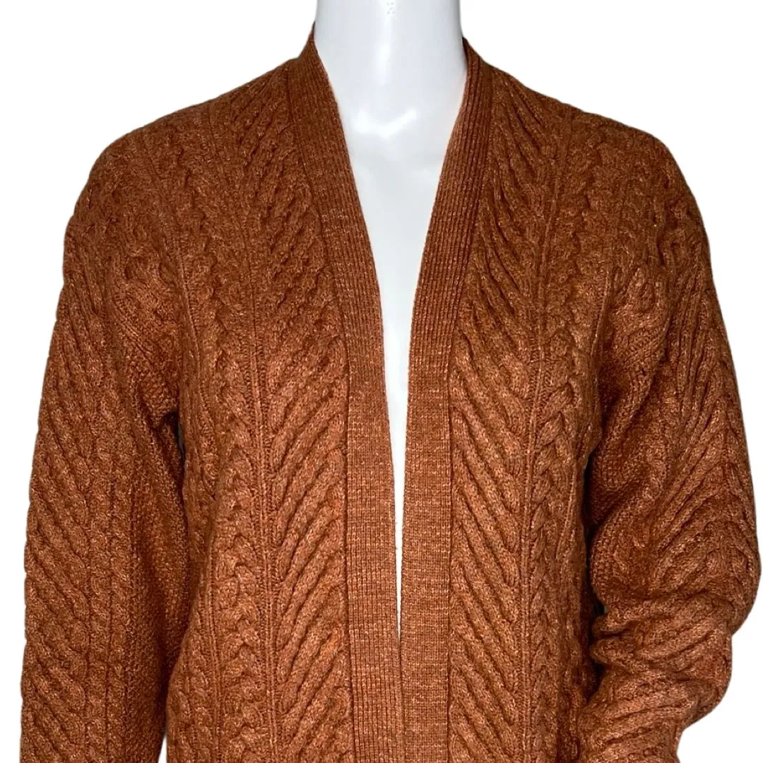 Nili Logan x Target Cardigan Womens XS Brown Open Front Cable Knit Sweater Cabin - Image 5