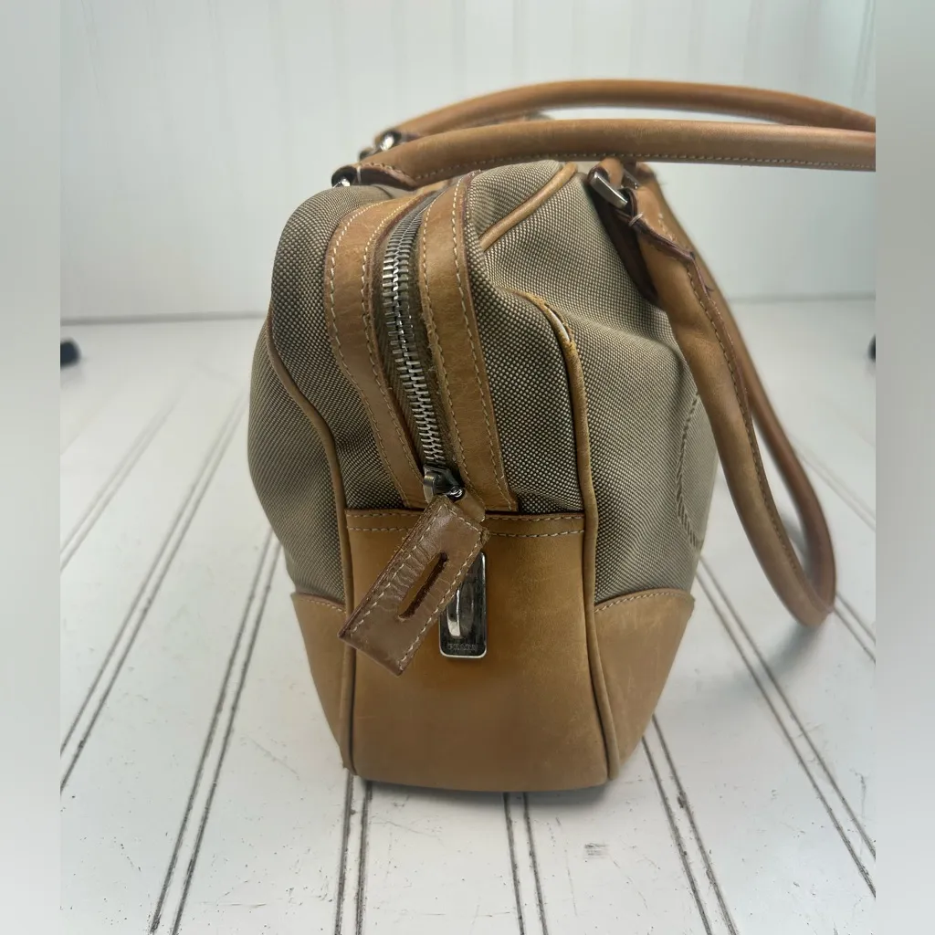 Prada Milano Vintage Canvas and Leather Logo Tote Bag - Image 11