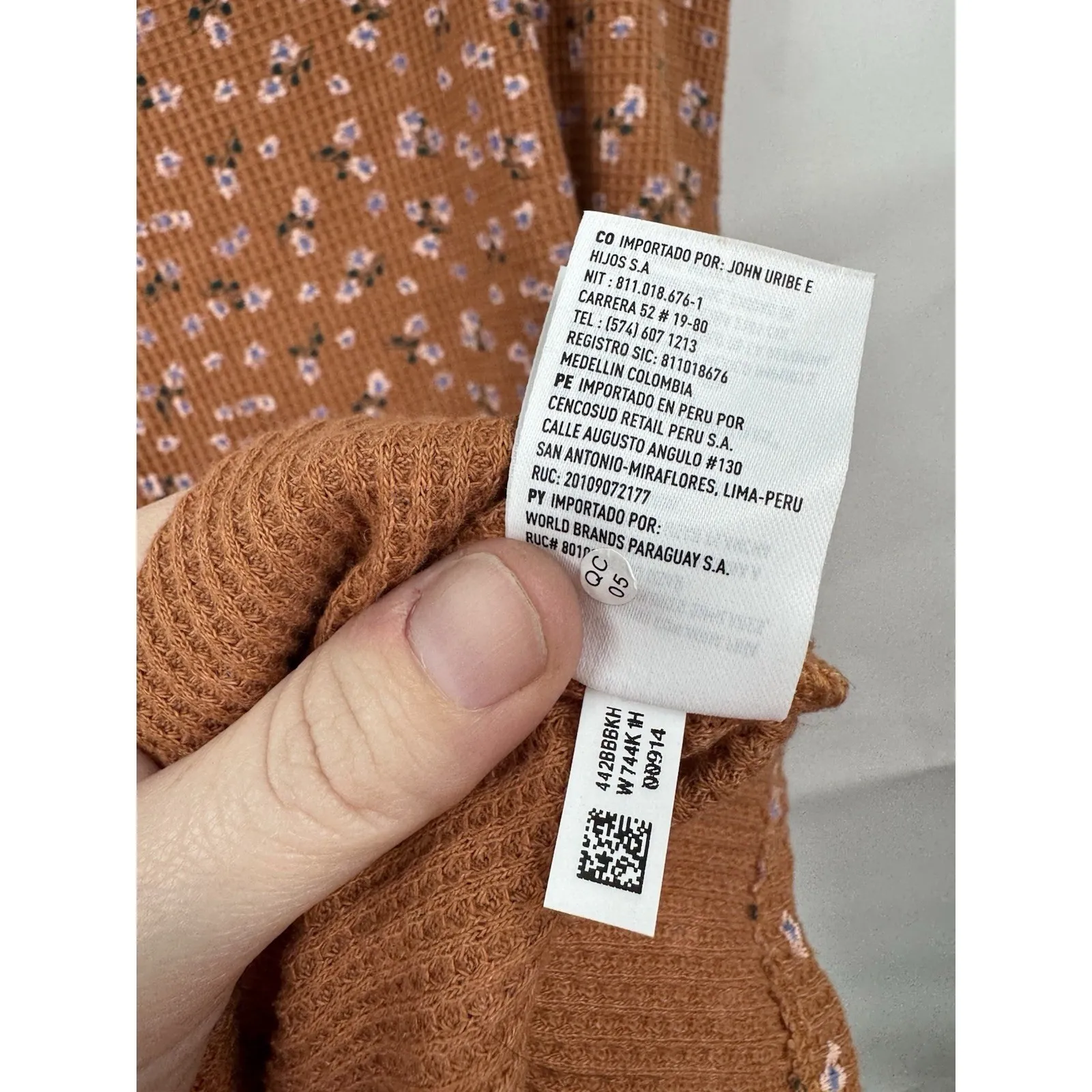 American Eagle Waffle Knit Mini Tank Dress Women M Brown Ditsy Floral Coquette - Image 7