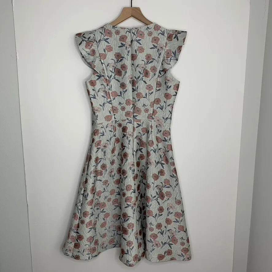 Gal Meets Glam Lola Midi Dress Floral Blue Pink Womens Size 6 - Image 3