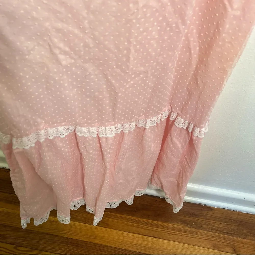 Vintage Dress Nightgown Light Pink Swiss Dot Lace Size XS - Image 13