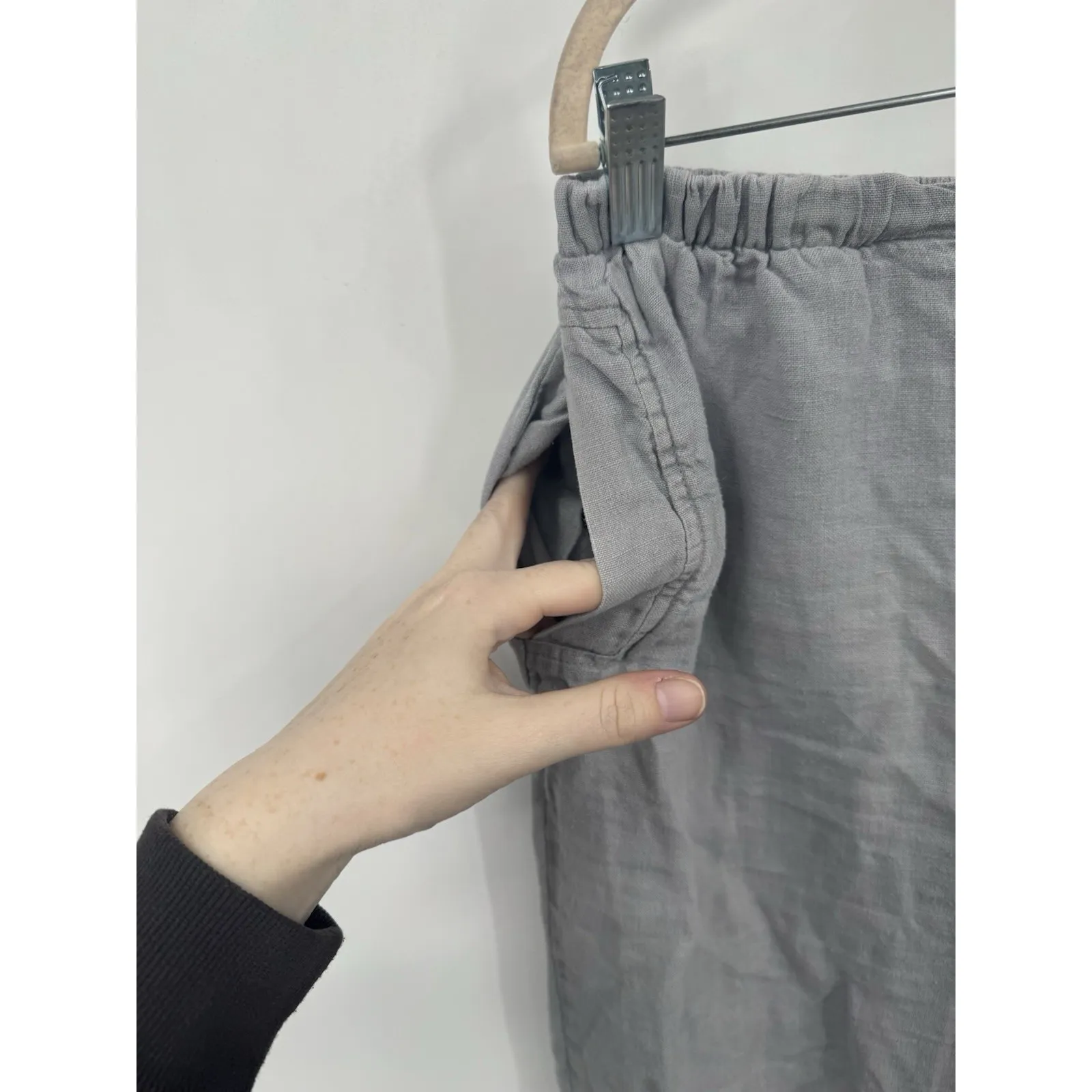 Flax 100% Linen Wide Leg Pant Women M Grey Lagenlook Minimalist Beach Coastal - Image 6