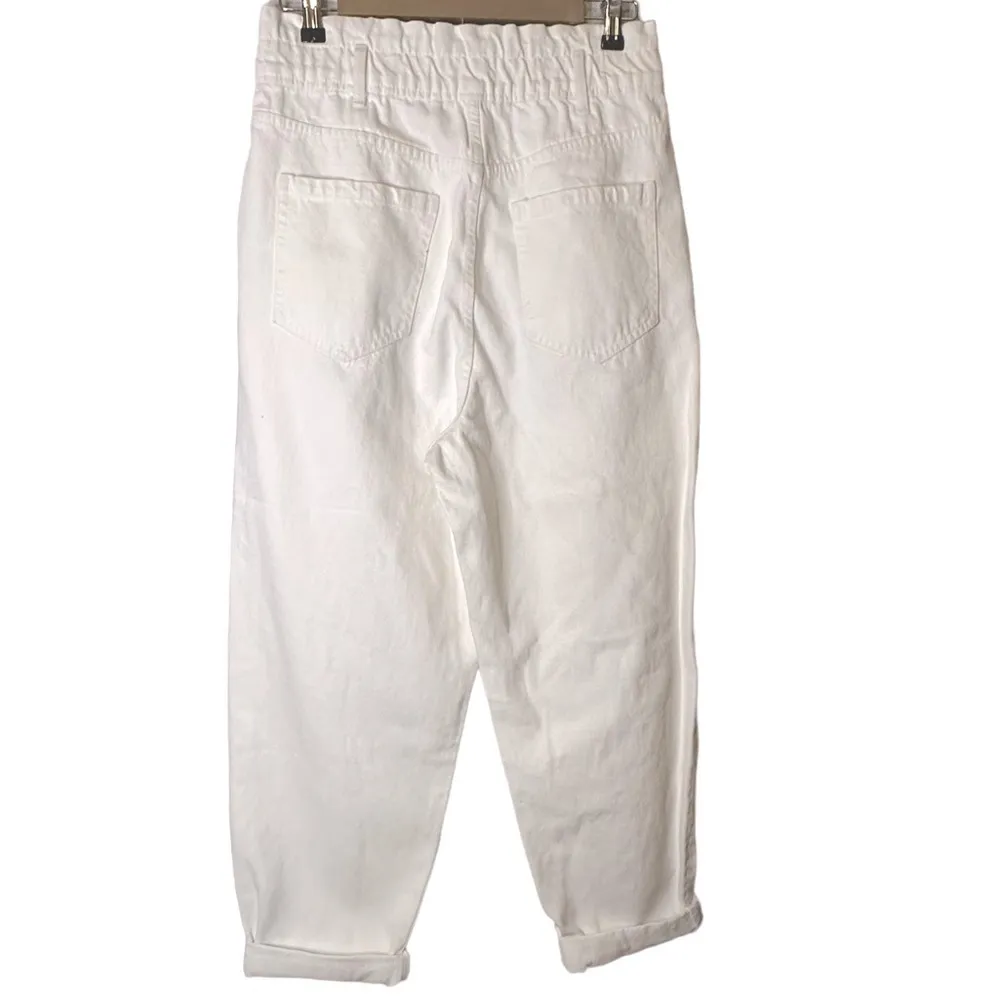 Zara Paperbag Baggy Jeans‎ White Ivory 4365/860/251 Size Large - Image 5