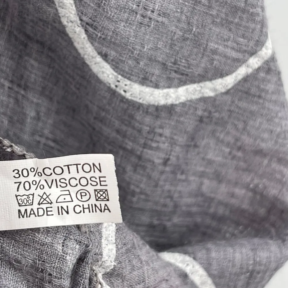 TREZO Wrap Shawl Circles Lagenlook Gray White Artsy Art Funky Cotton Blend Light - Image 11