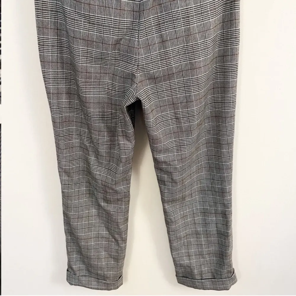 Zara Woman Plaid Dress Pants Cuffed Hem Size 4 Gray Faux Pockets Cropped Fit - Image 8