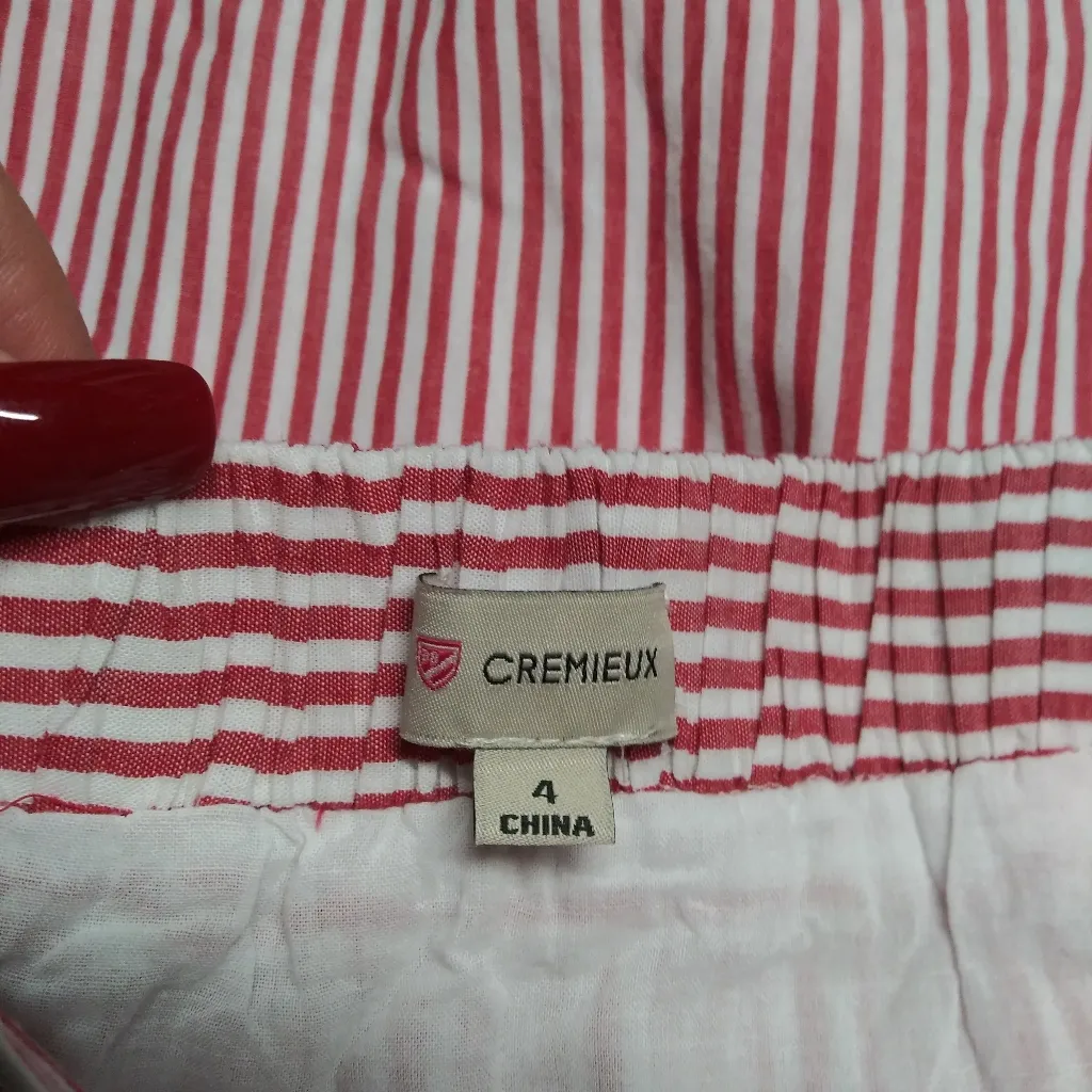 Daniel Cremieux Red and White Striped Midi Skirt Cotton Pockets Size 4 - Image 7