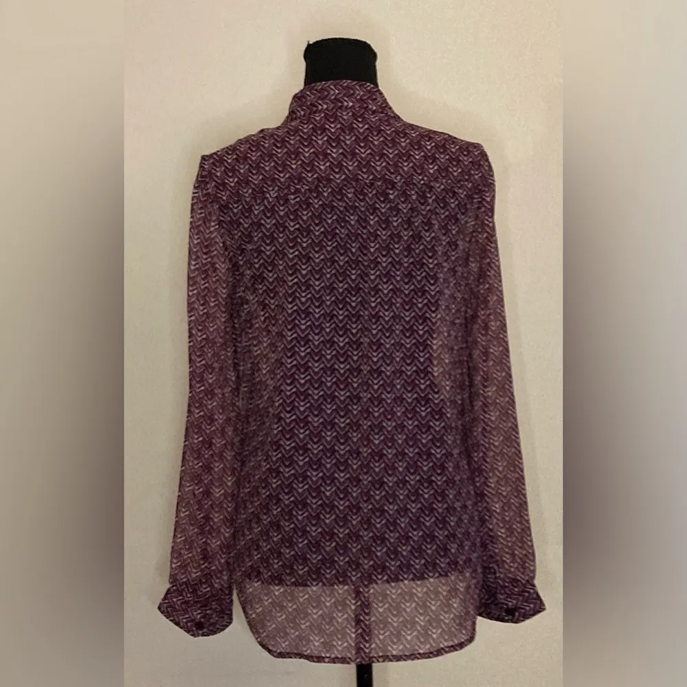 French connection-‎ Purple and white design button down blouse Size 4 - Image 3