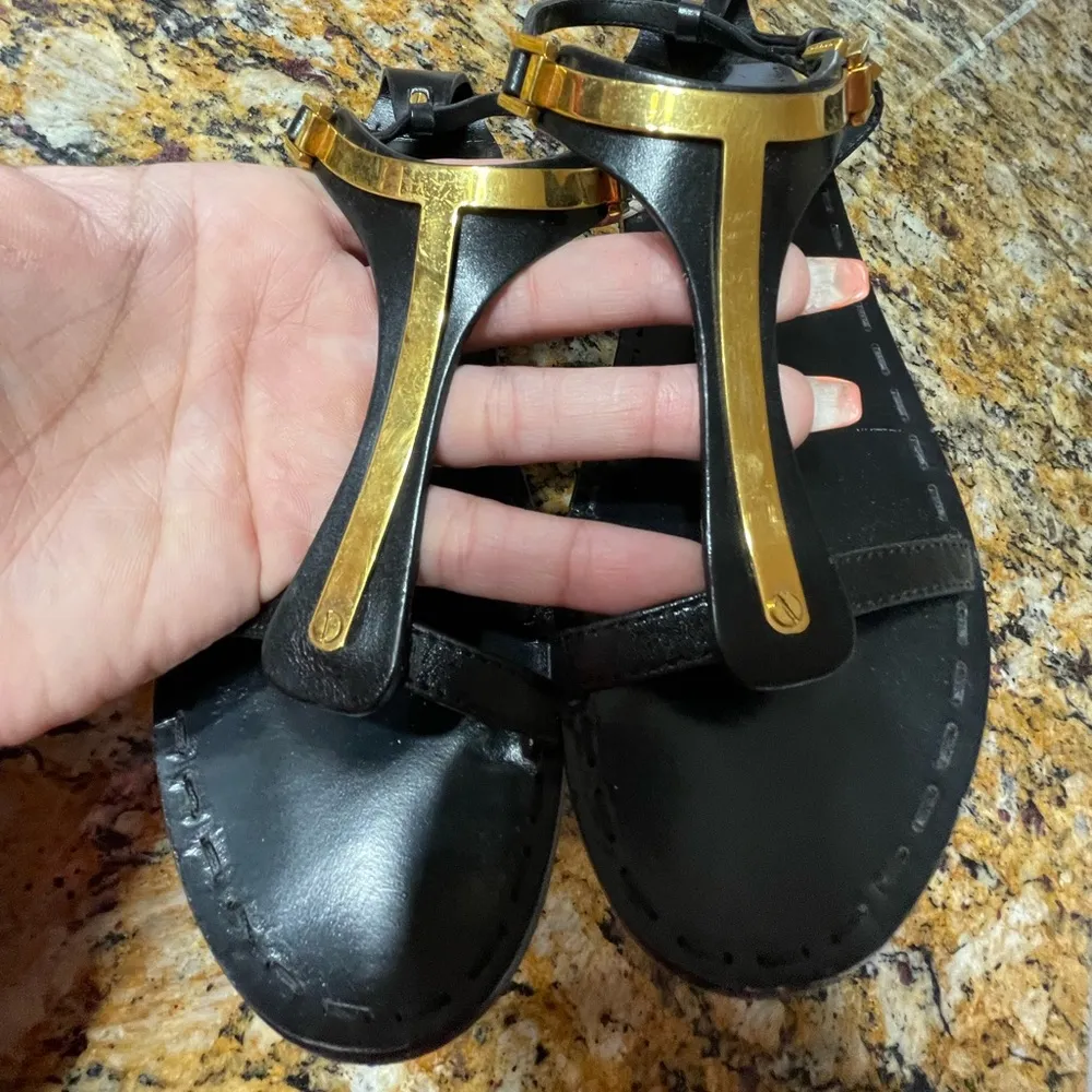 Tom Ford Gold T Strap Flat Sandal sz36 - Image 3