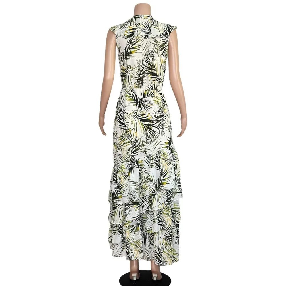 MISA LOS ANGELES Maxine Maxi Dress, Green/White, XS - Image 9