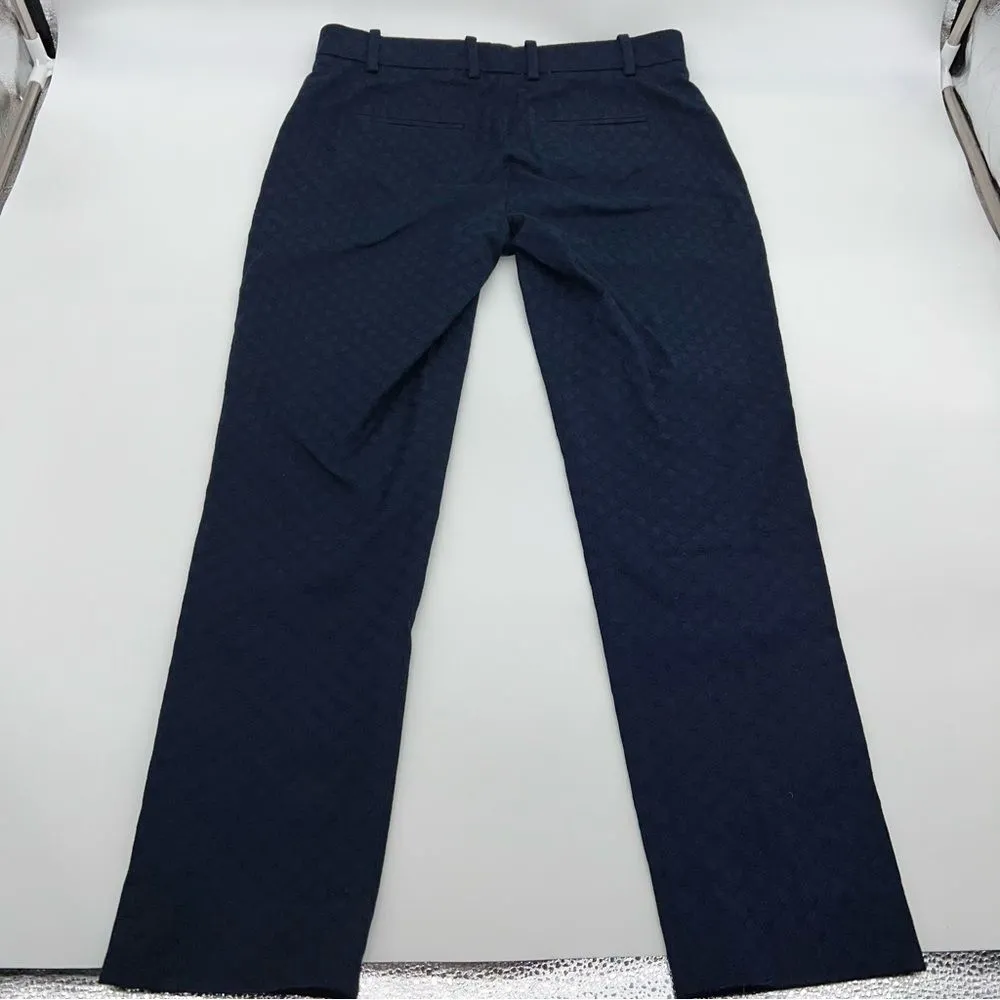 Gap Slim Crop Jacquard Weave Geometric Pattern Navy Flat Front Mid Rise Pants-0R - Image 4