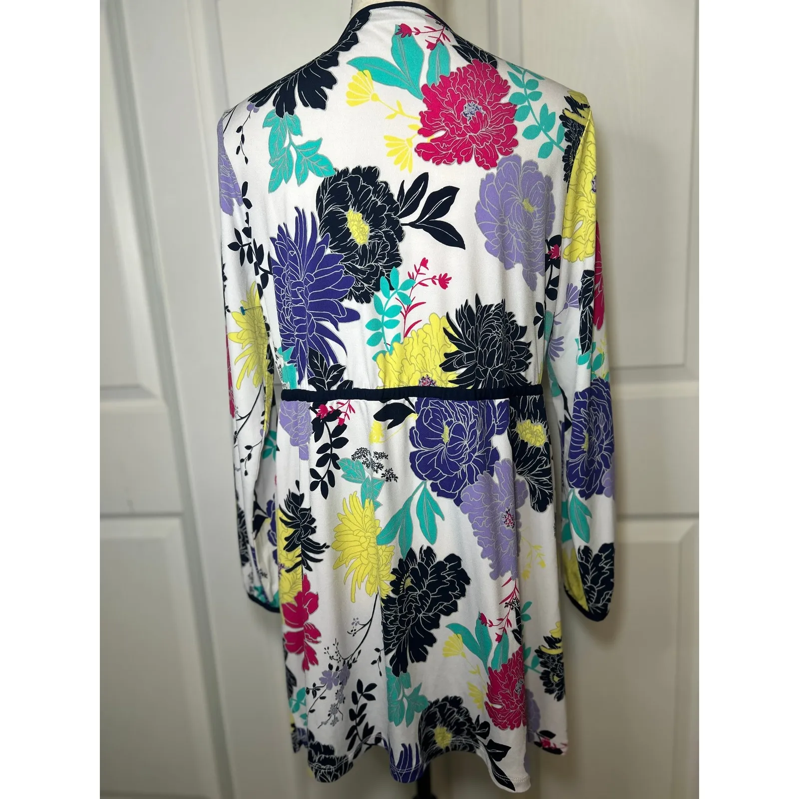 Susan Graver Floral Print Duster Open Cardigan Lightweight Jacket Small Petite - Image 5
