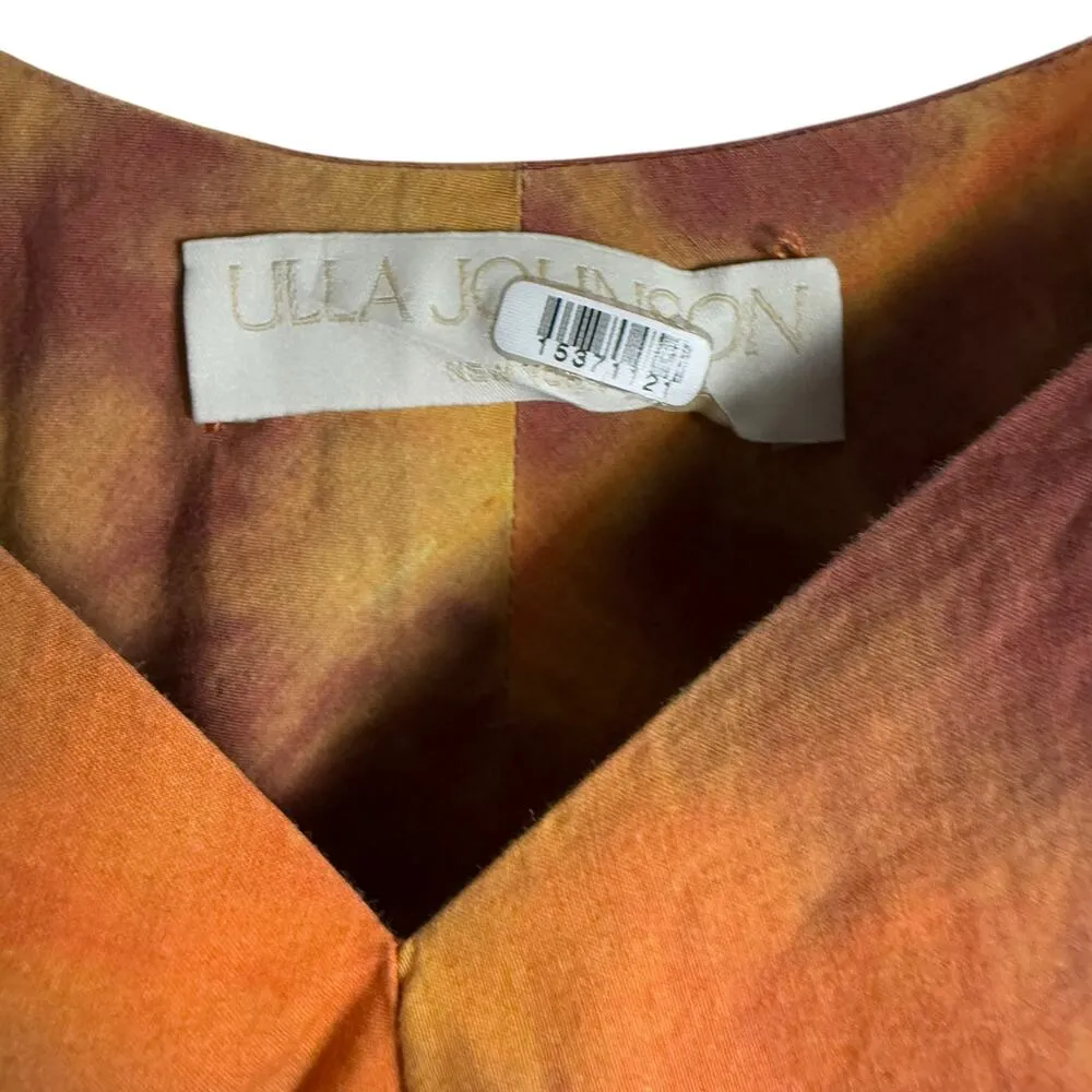 Ulla Johnson Valentina Orange Tie Dye Print A-Line Sleeveless Midi Dress Size 0 - Image 8