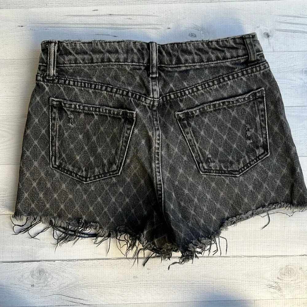 Alexander Wang X Denim Faded Black Net Print Bite High Waist Cut Off Shorts 25 - Image 8