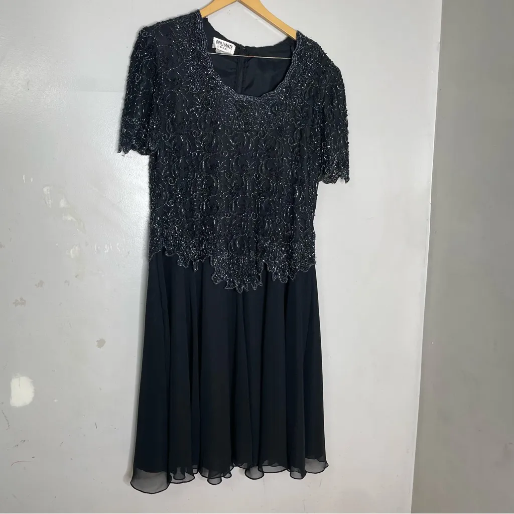 Embellished Black Beaded Sequin Formal Mother Of Bride Cocktail Dress Size‎ XXL - Image 2