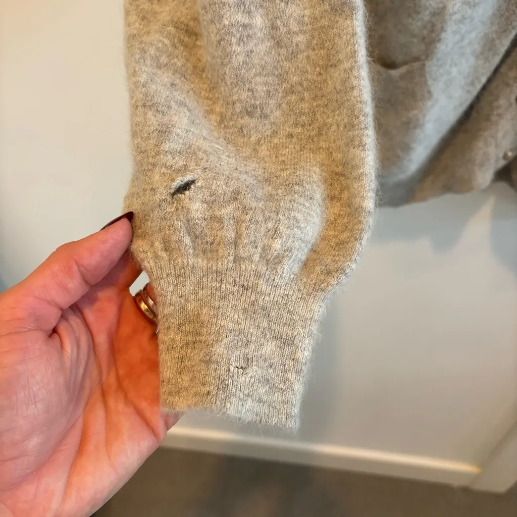 Boundary Water Vintage Made in Italy Angora Lambswool Blend Grey Cardigan M 28 Silver Size M - Image 6