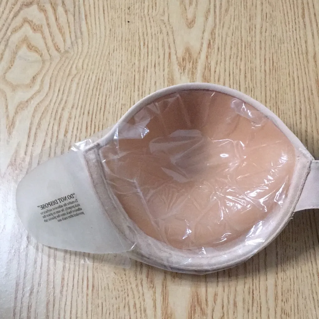 New Women’s Strapless Backless Padded Bra Light Beige Size C Cup Reusable Tan - Image 6