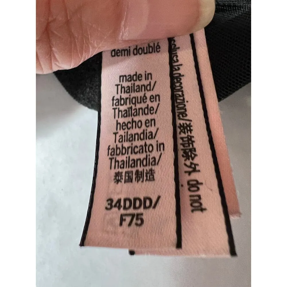 Victorias Secret bra size 34DDD black floral applique' underwire lined sexy - Image 5