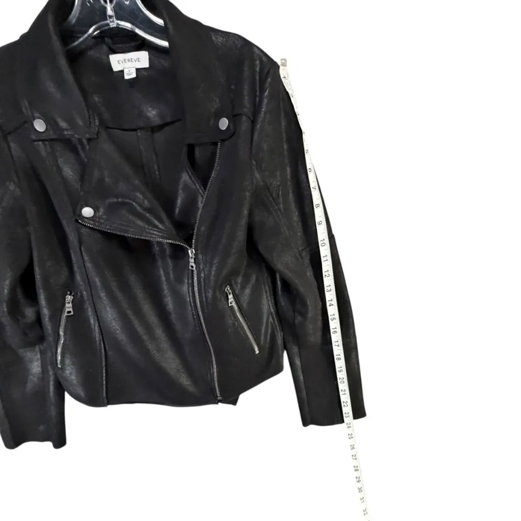 Evereve Marren Moto Jacket Womens Small Black Faux Leather Biker Minimalist Chic - Image 11