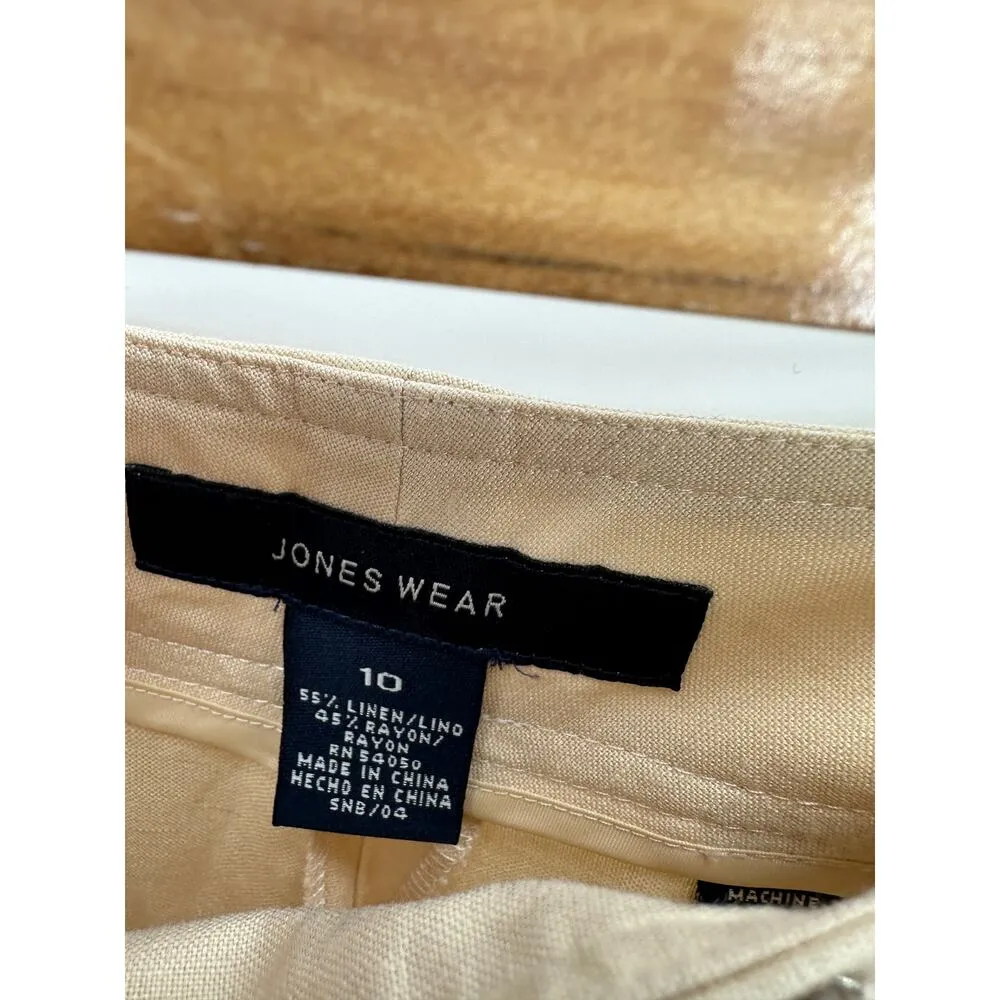 Jones Wear Womens Pant Suit Set Size 12/10 Cream Linen Rayon Lagenlook Coastal - Image 13