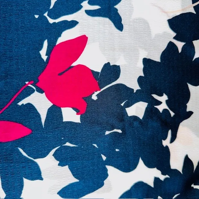 Liz Claiborne Floral Blouse Square Neck 3/4 Sleeve Top White Blue‎ Red M - Image 6