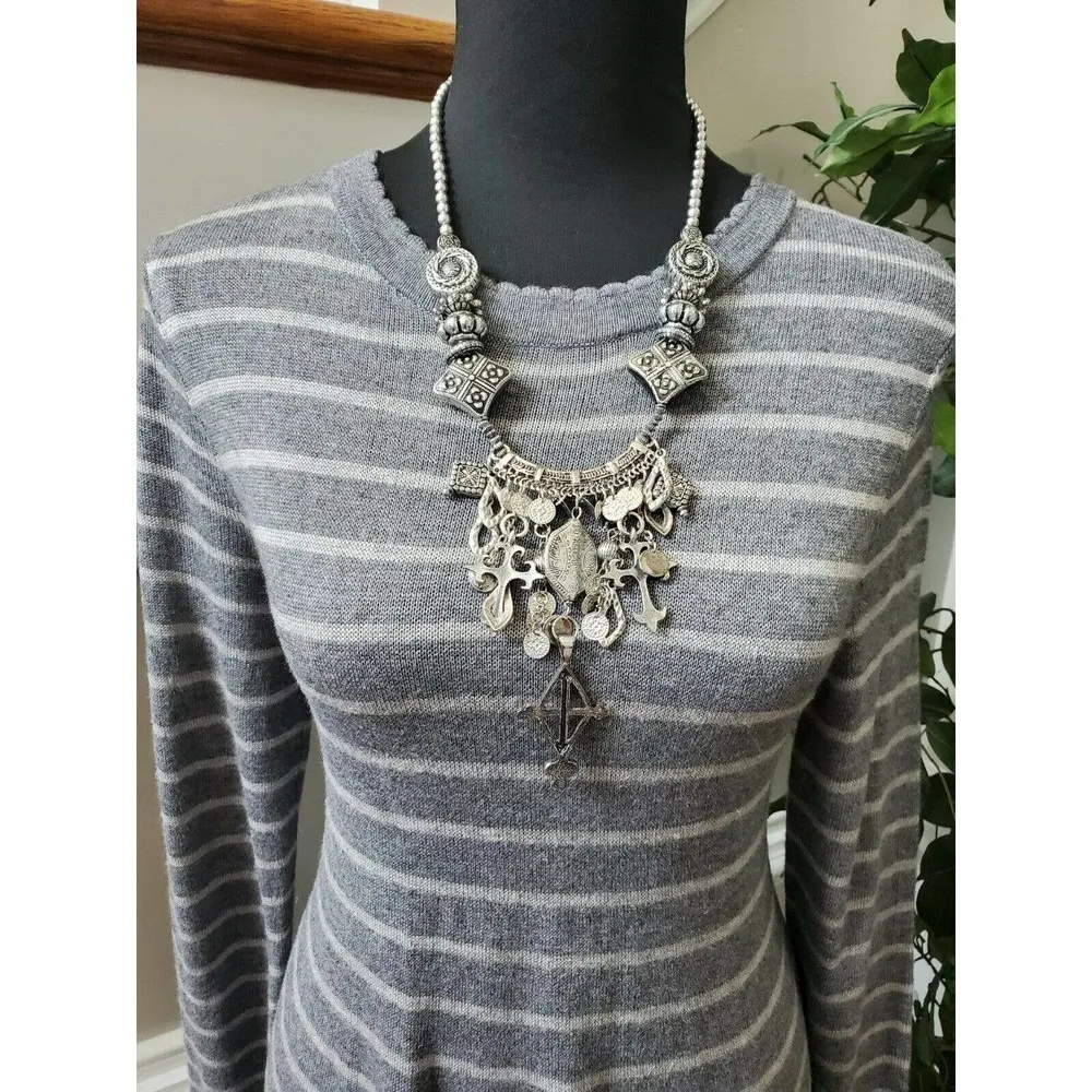 Philosophy Women's Gray Acrylic & Rayon Long Sleeve Knee Length Dress - Image 2