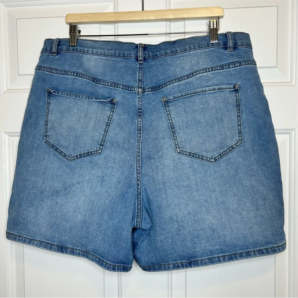 Eloquii Elements Plus Size Denim Shorts Cross Front Detail 16‎ - Image 2