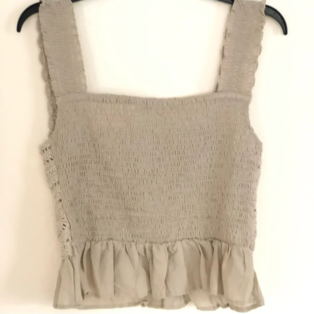 NEW Rebellion Again Beige Crochet Lined Top L Tan Size L - Image 4