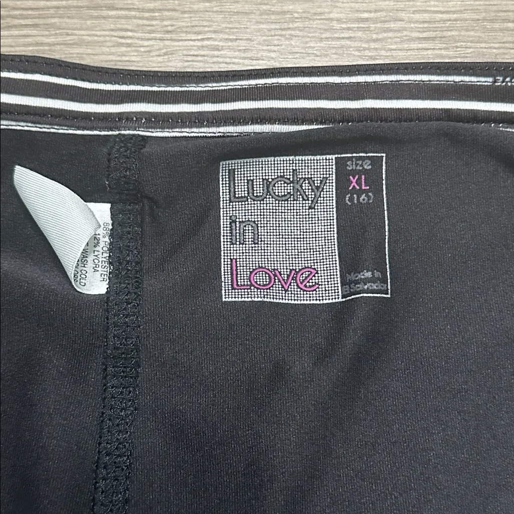 Lucky In Love 16" Long Tennis Skirt Skort Black White Stripe Size XL - Image 8