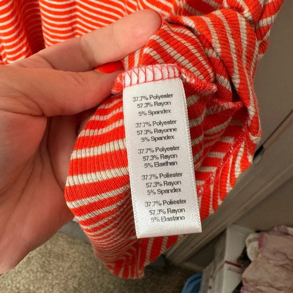 PUELLA‎ For Anthropologie Orange Tan Striped Mini Tank Dress Size Medium - Image 4