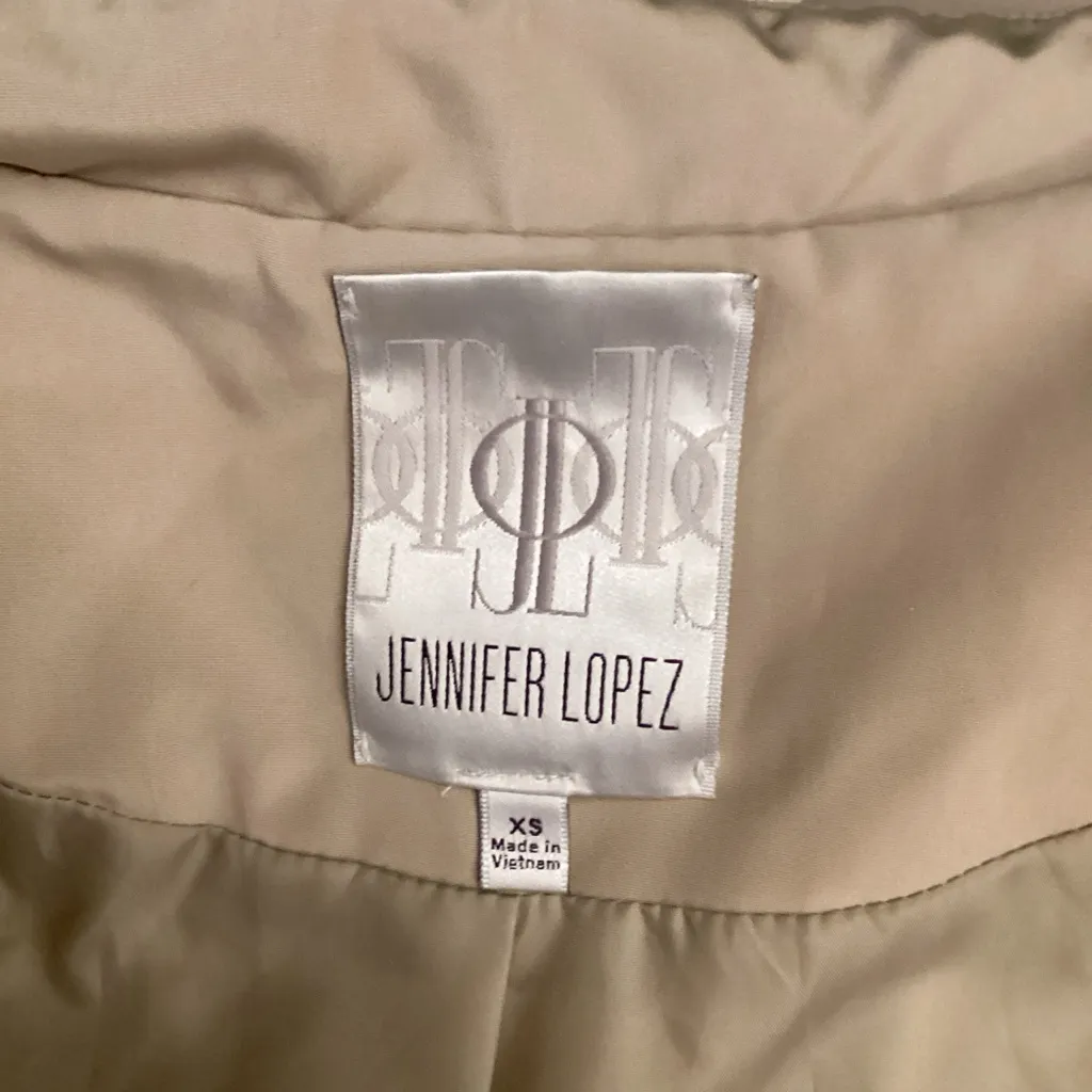 Jennifer Lopez Women Beige Double Breasted‎ Puff Sleeve Trench Coat XS - Image 6