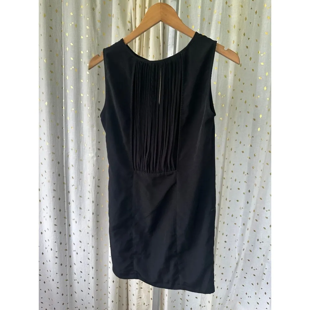 Zara Women's Sleeveless Open Back Fringe Classic Little Black Mini Dress S - Image 4