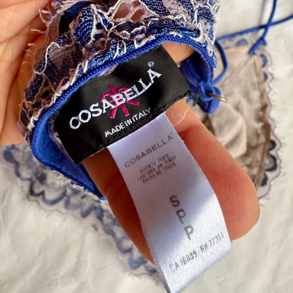 Cosabella Pret a Porter Triangle Bralette, Navy Blue/Canvas, Sz S, EUC - Image 6