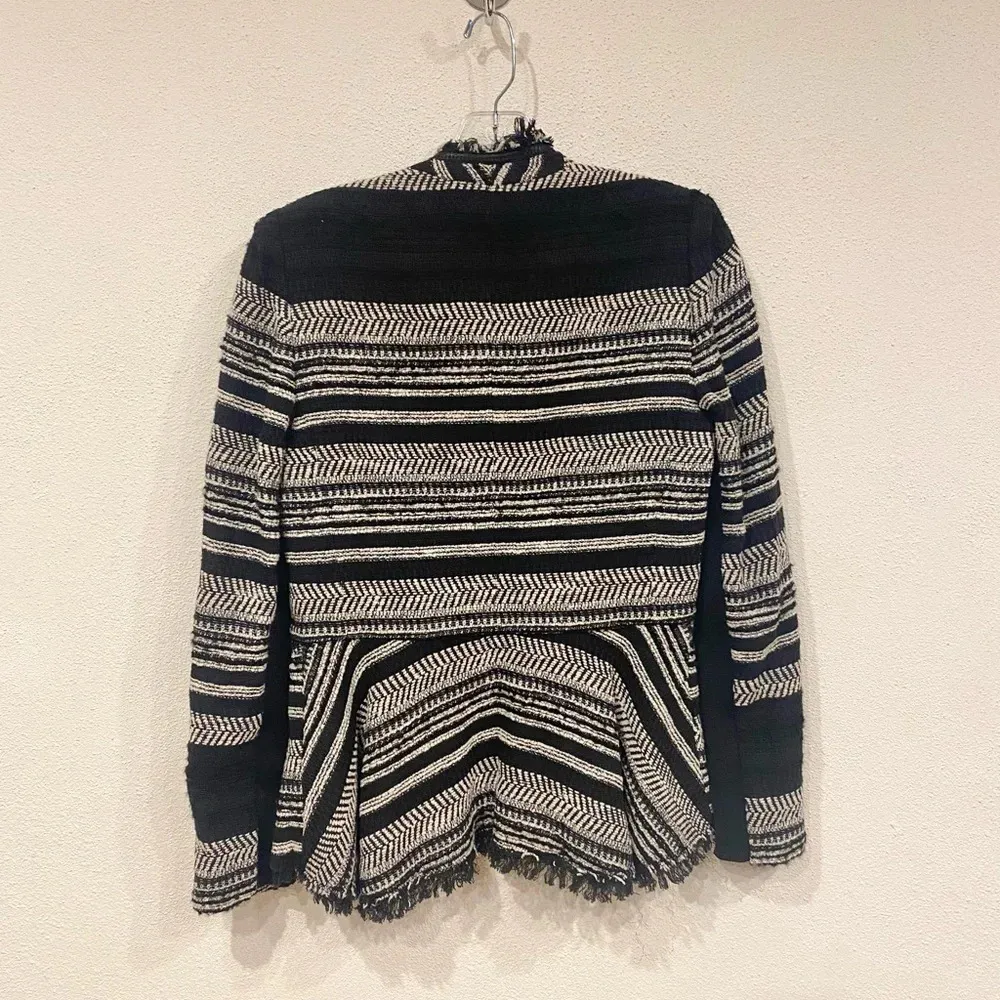 Rebecca Taylor Black and White Stripe Tweed Peplum Jacket Size 6 EUC - Image 4