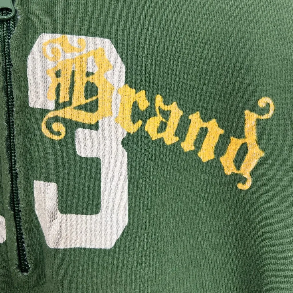 Vintage Lucky Brand Hoodie Sweatshirt Womens Medium Green‎ 1/4 Zip 13 Distressed - Image 5