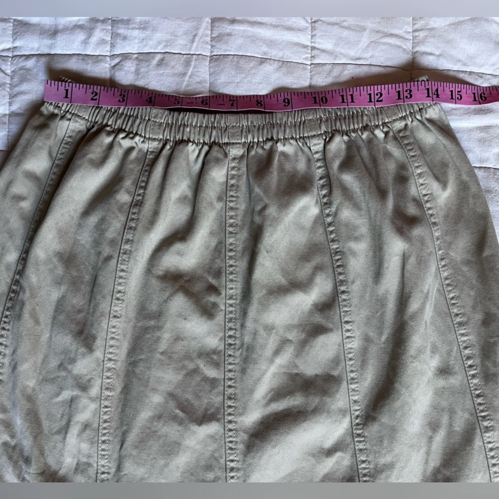 Vintage 90s Y2K Khaki Seamed Dramatic Twist Ruffle Maxi Skirt Bohemian - Image 5