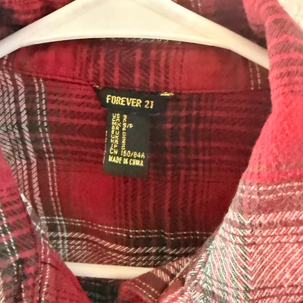 Forever 21 Red and Black Plaid Shirt - Image 2