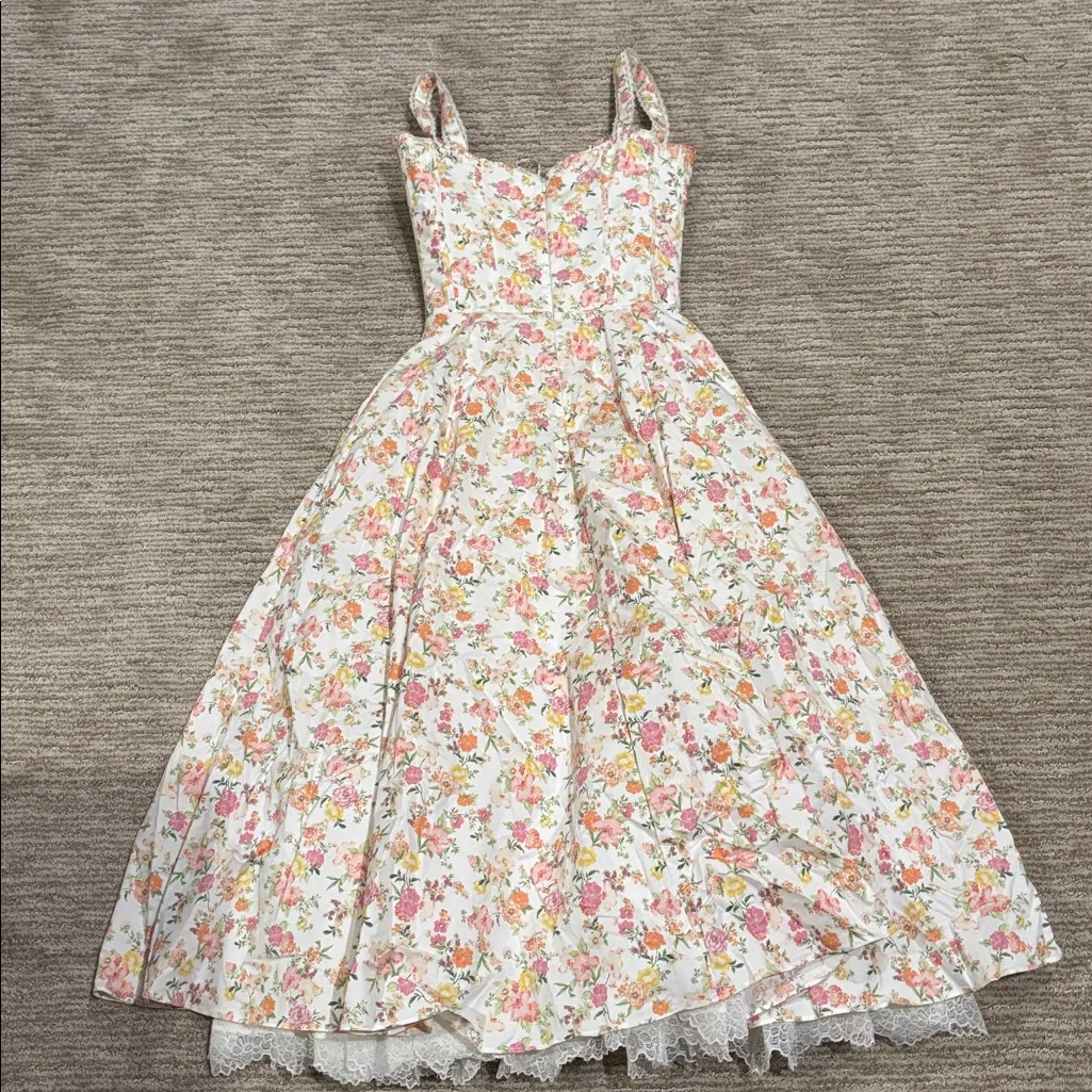 House of CB Rosalee Floral Stretch Cotton Petticoat Dress - Image 3