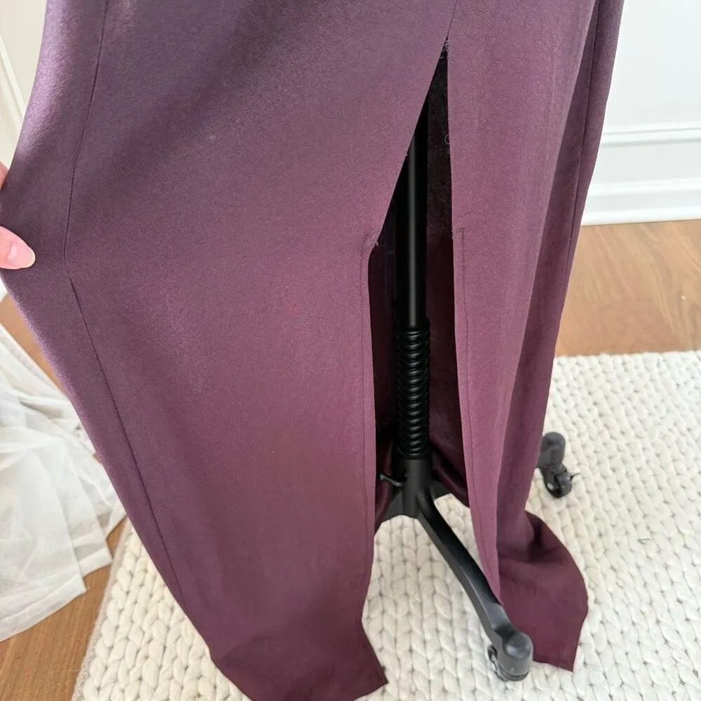 Vintage 80s 90s Purple Black Mesh Beaded Illusion Bodice Formal Gown M Purple Size M - Image 5