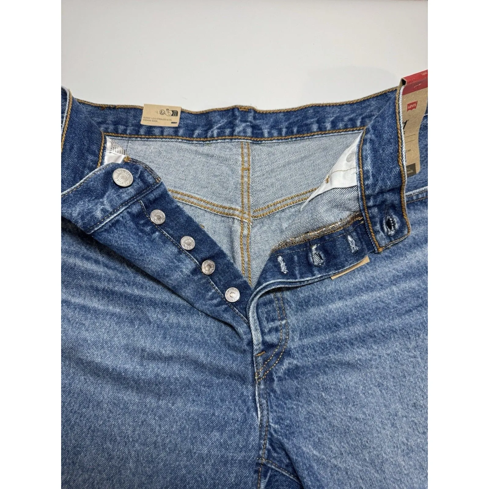 Levi's Women 501 Mid Thigh High Rise Denim Jeans Short  Size 33 Blue  NWT - Image 12