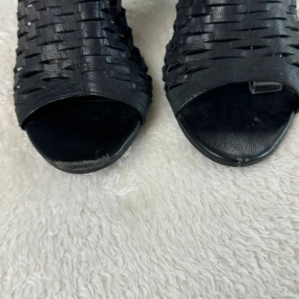 Franco Sarto Salito Bootie Womens Sz 8.5M Black Leather Cutout Back Zip Open Toe - Image 4