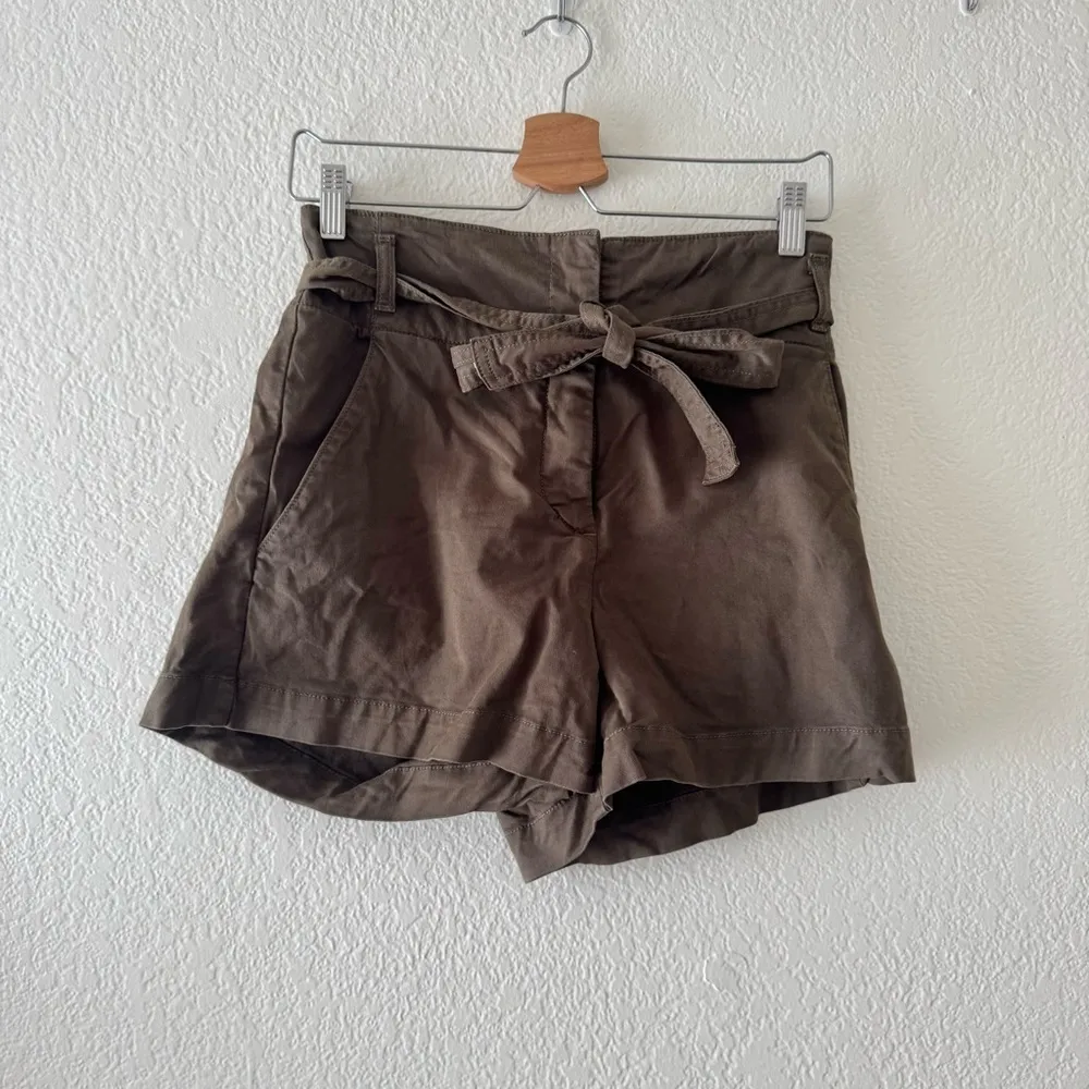 Veronica Beard East Tie Waist Shorts in Army Green - Image 4