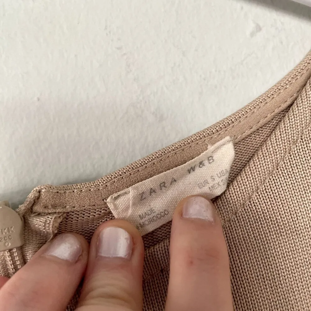 Zara w&b brown tan jumpsuit cutouts wide leg style breathable women size small - Image 6