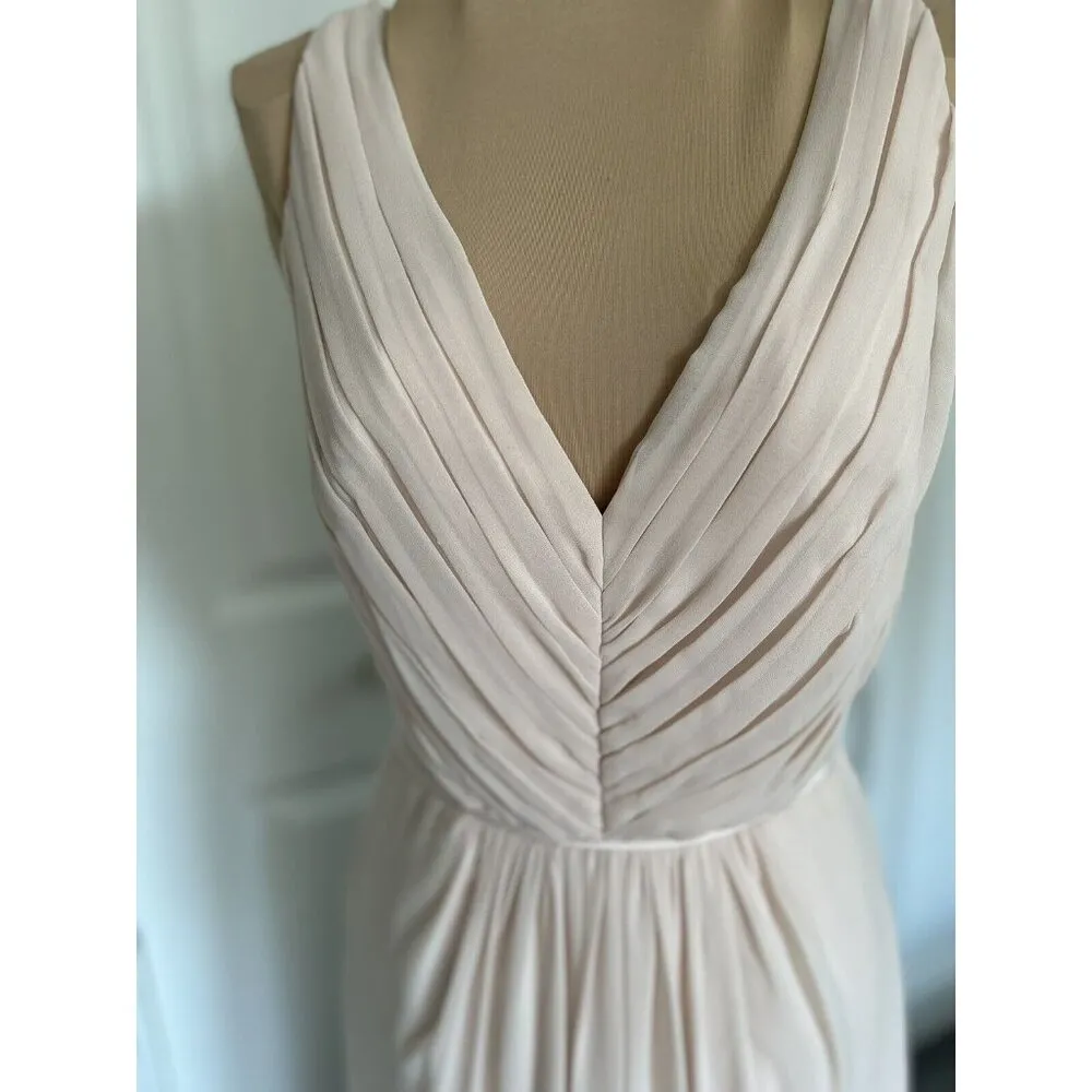 MONIQUE LHUILLIER BRIDESMAIDS Lace Chiffon Gown Blush Pink Size 2 - Image 2