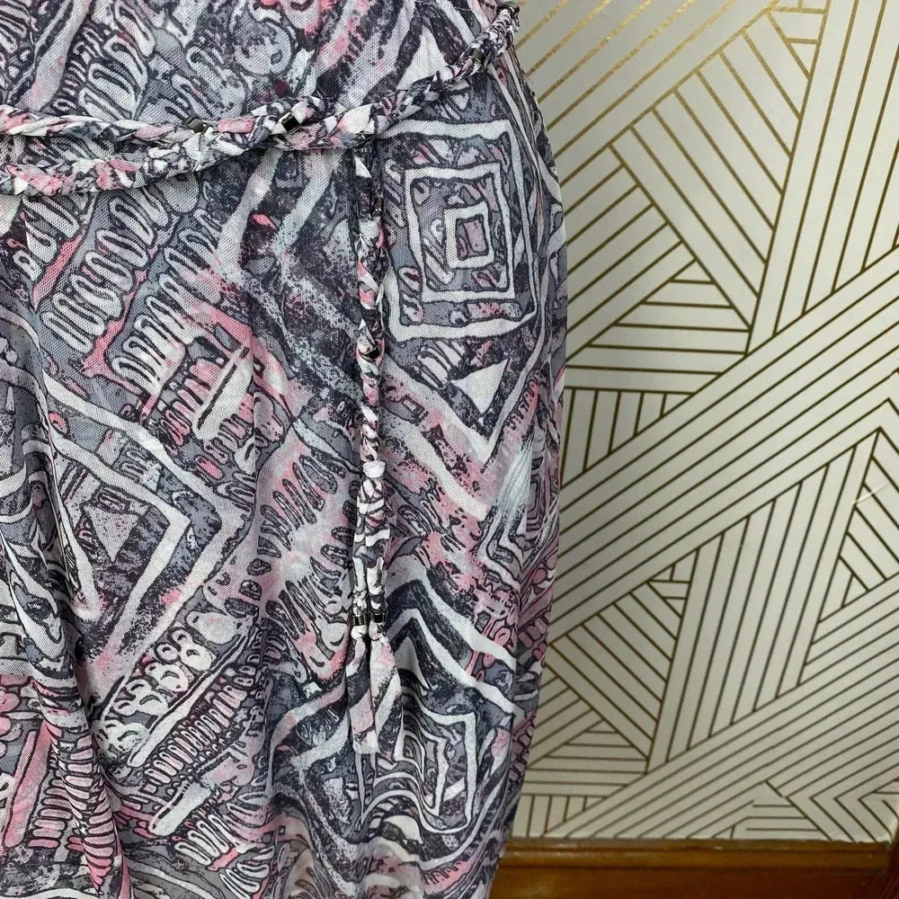 St. John‎ Sport Belted Gray & Pink Geometric Print Tank Dress Size US Small - Image 7