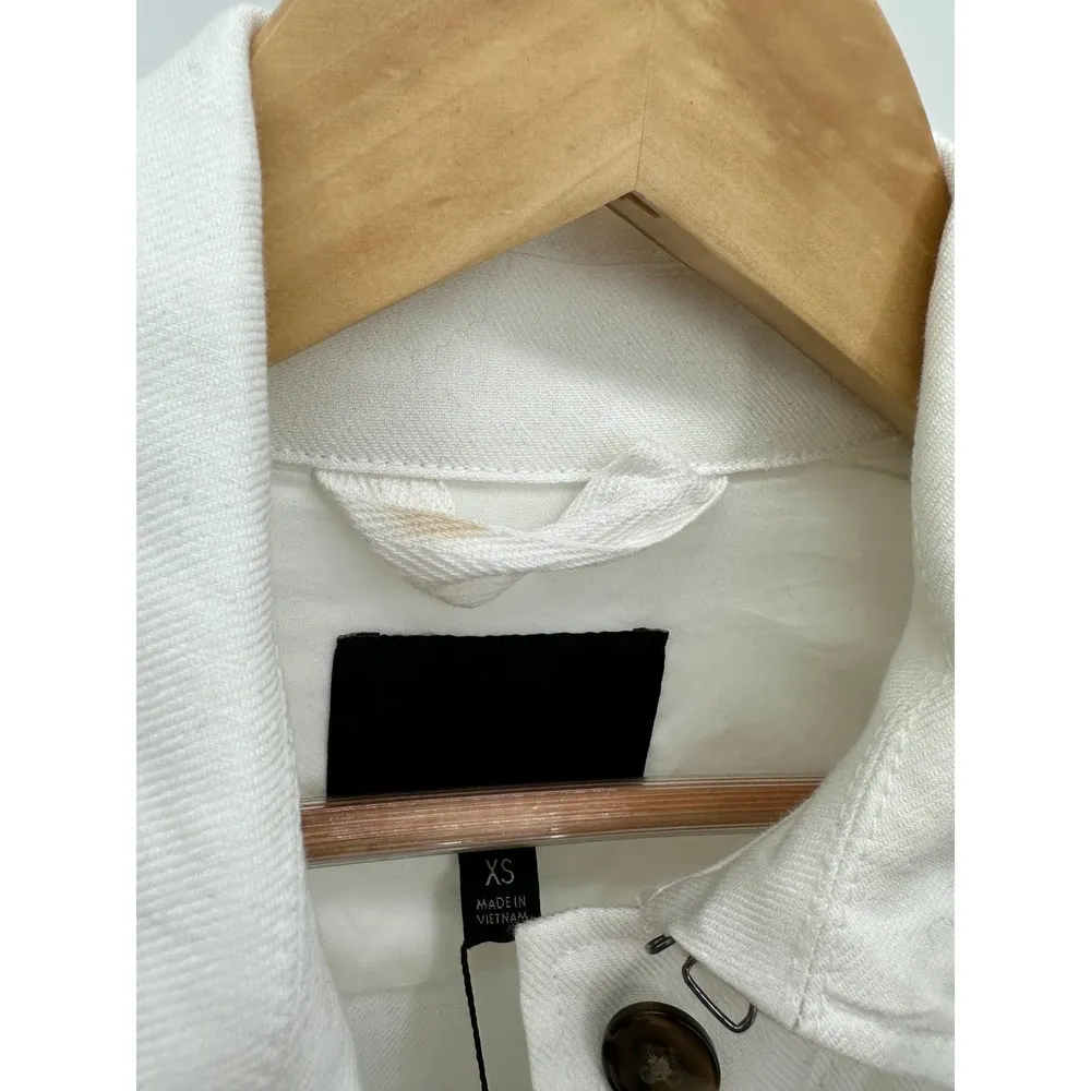 Banana Republic Jacket Women XS White Linen Cotton Blend Collared Long Sleeve - Image 8
