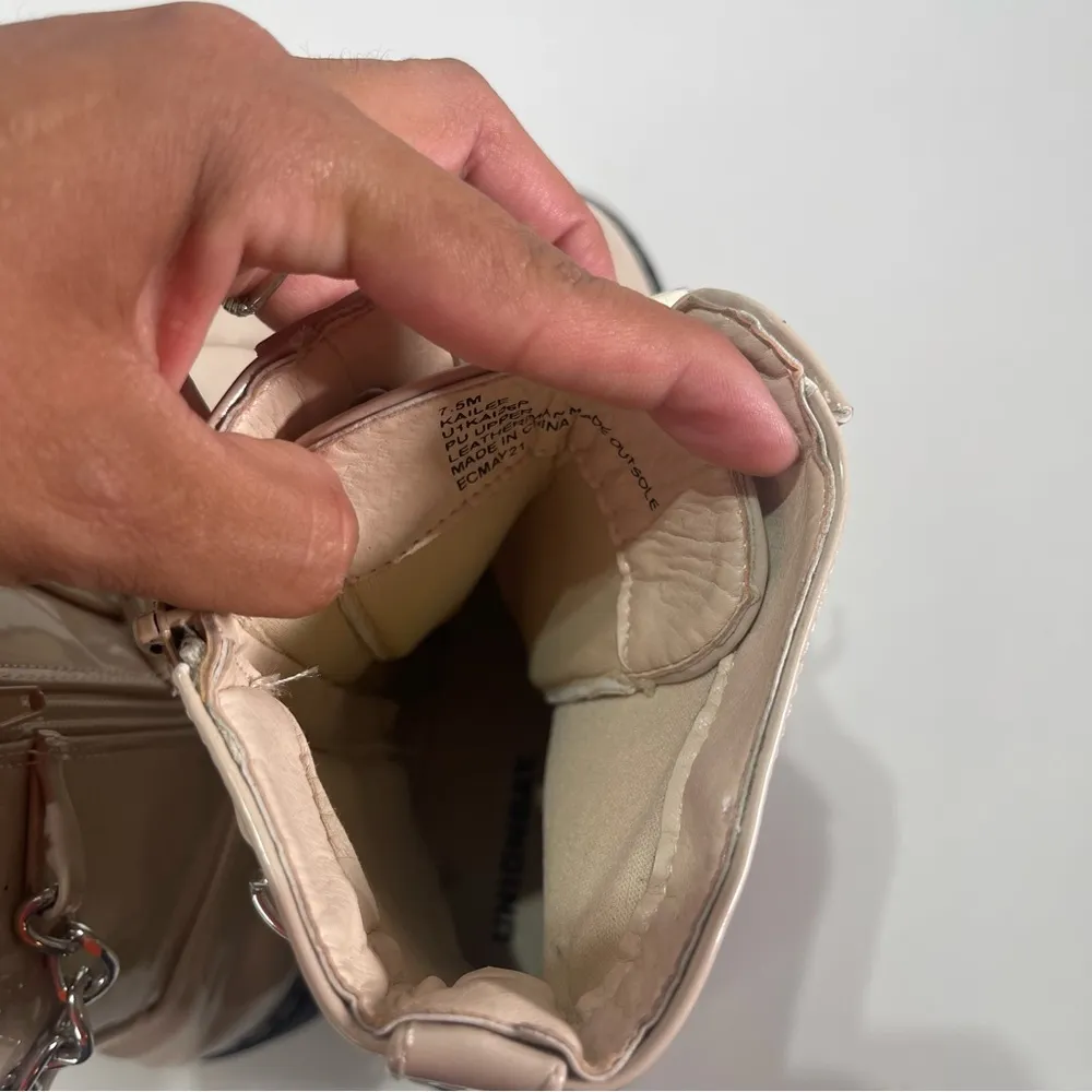 Chained Combat Chunky Ankle Moto Boots Union Bay Kailee 7.5M Cream Punk Anime Size 7.5 - Image 6