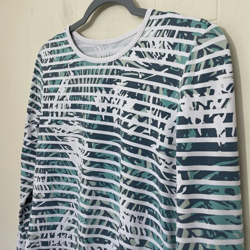 Hang Ten Long Sleeve Sun Shirt Striped Floral Back Zip Pocket ~ Women’s Size M - Image 5