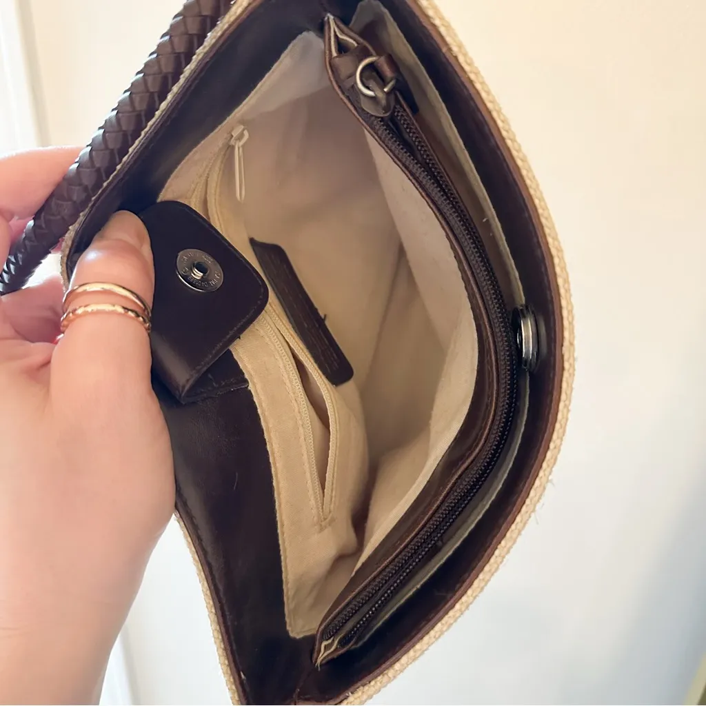 Relic Vintage 90s Woven Braided Leather Strap Handbag Purse Neutral Tan Brown - Image 6