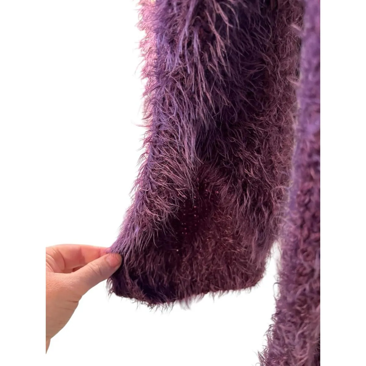 Bar III Purple Round Neck Shaggy Long Sleeved Sweater Women’s Size Medium - Image 4